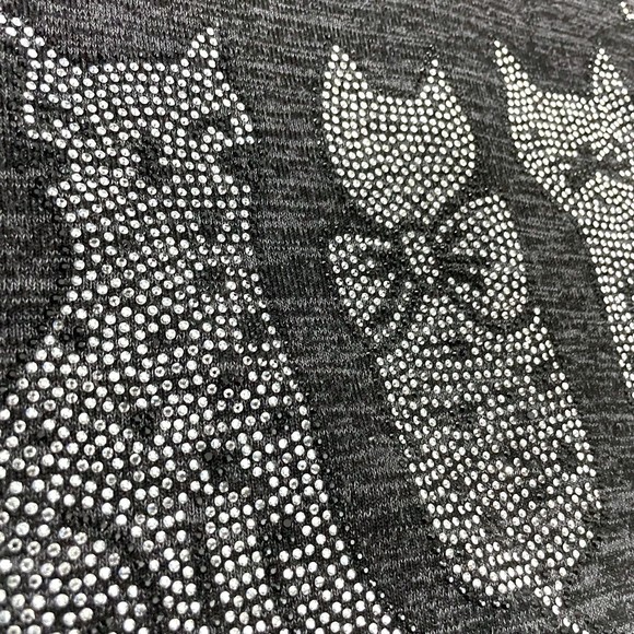 Anna Bella Cozy Cute Knit Sweater 3/4 Sleeve w Silver Studded Cat Design sz 2XL - Picture 3 of 8